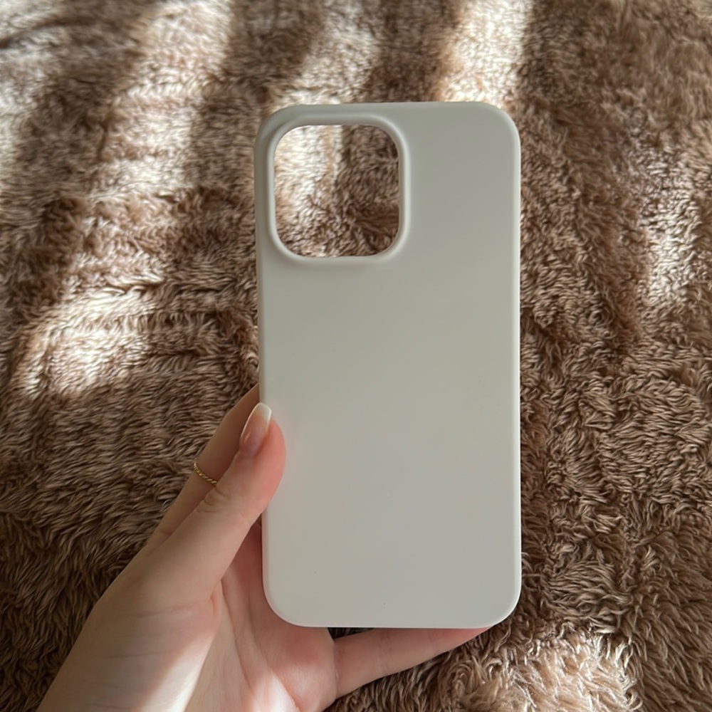 iPhone 13 Pro white silicone case from Amazon.